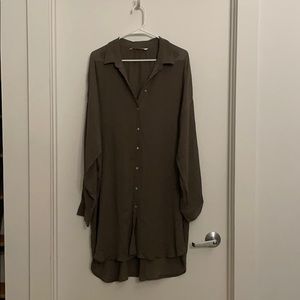 Zara Olive Shirt Dress NWOT